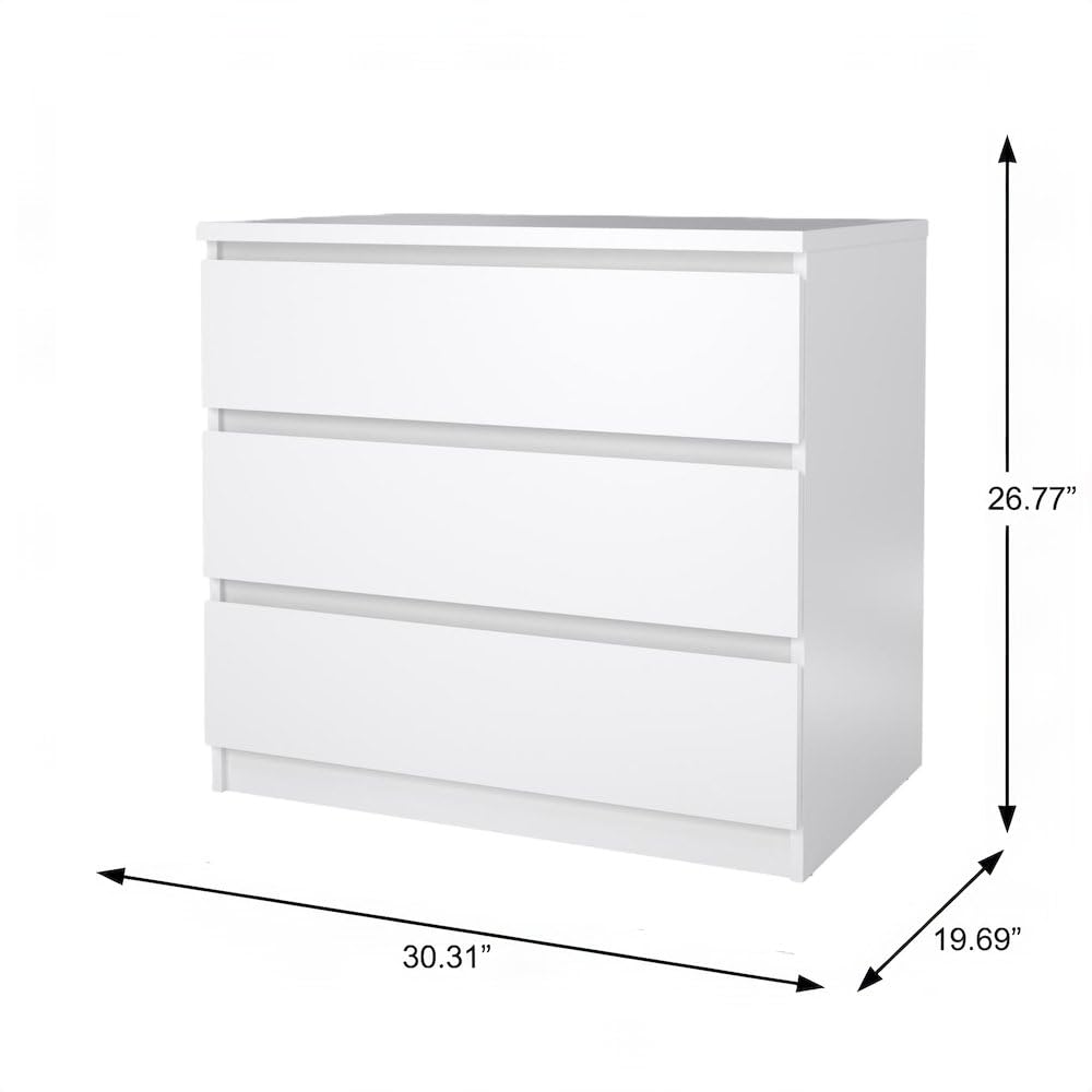 White 3 Drawer Dresser F9806