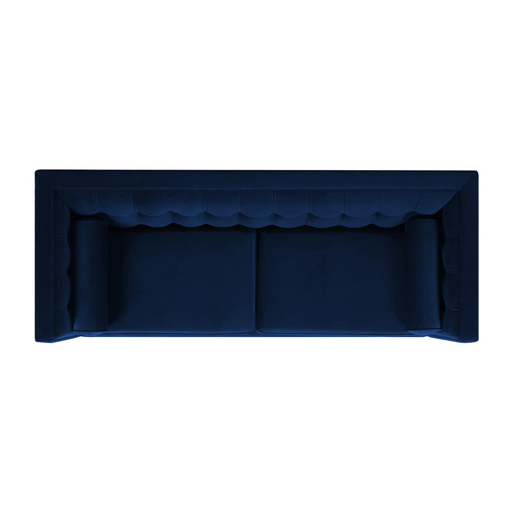 Navy Blue Velvet Tufted Sofa J427827
