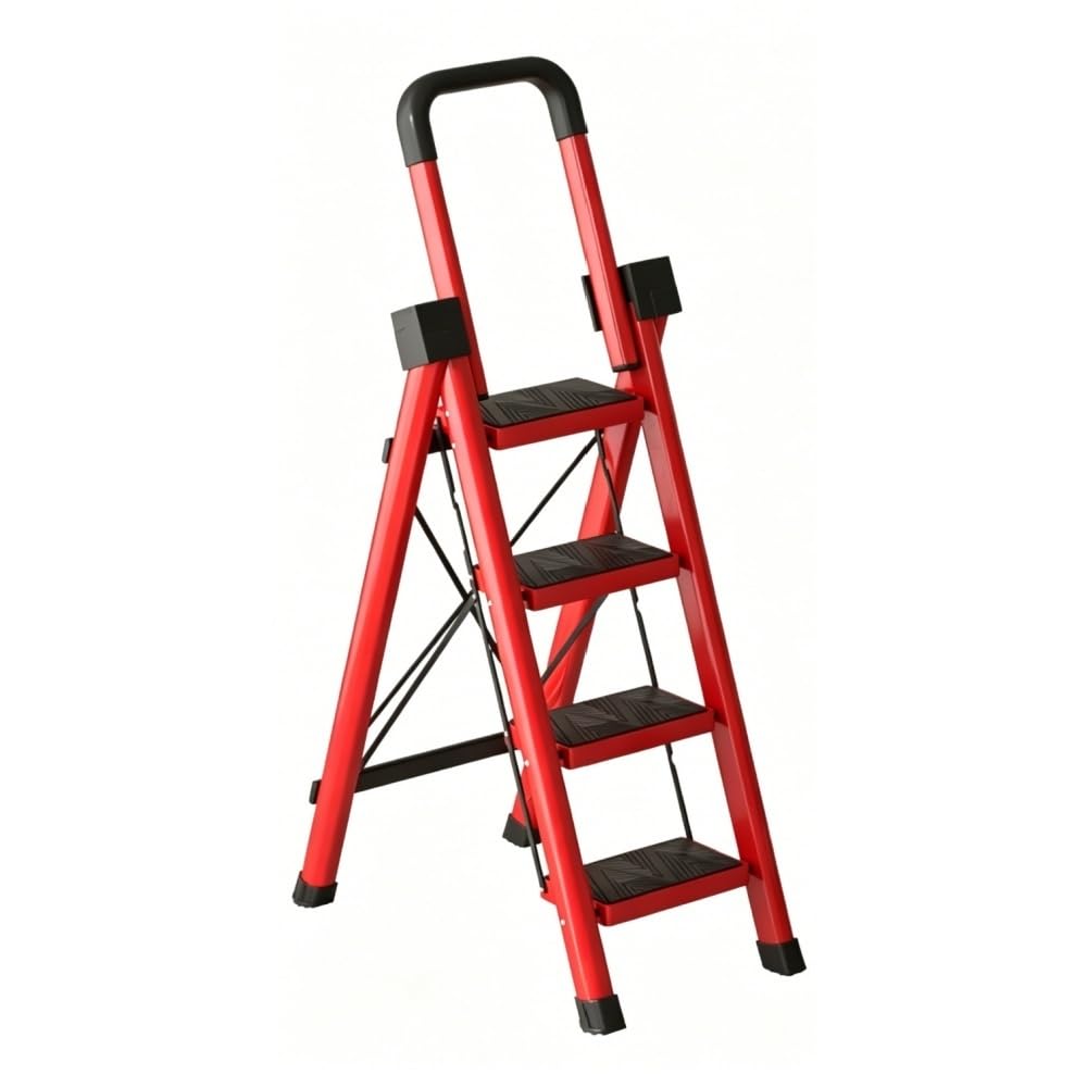 Heavy Sturdy Steel 4 Tier Step Stool with Handrail B7520