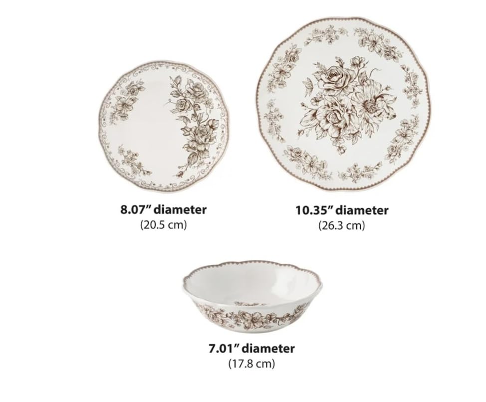Brown 12-Piece Stoneware Dinnerware Set K304104