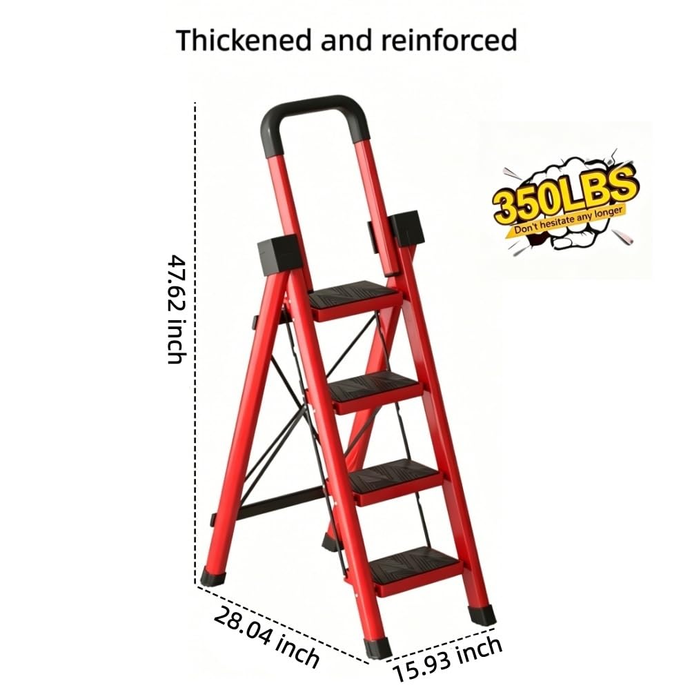 Heavy Sturdy Steel 4 Tier Step Stool with Handrail B7520