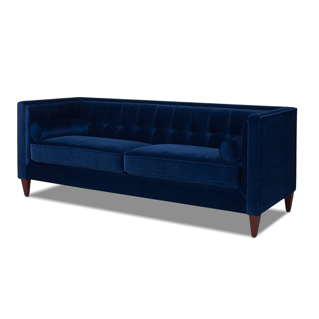 Navy Blue Velvet Tufted Sofa J427827