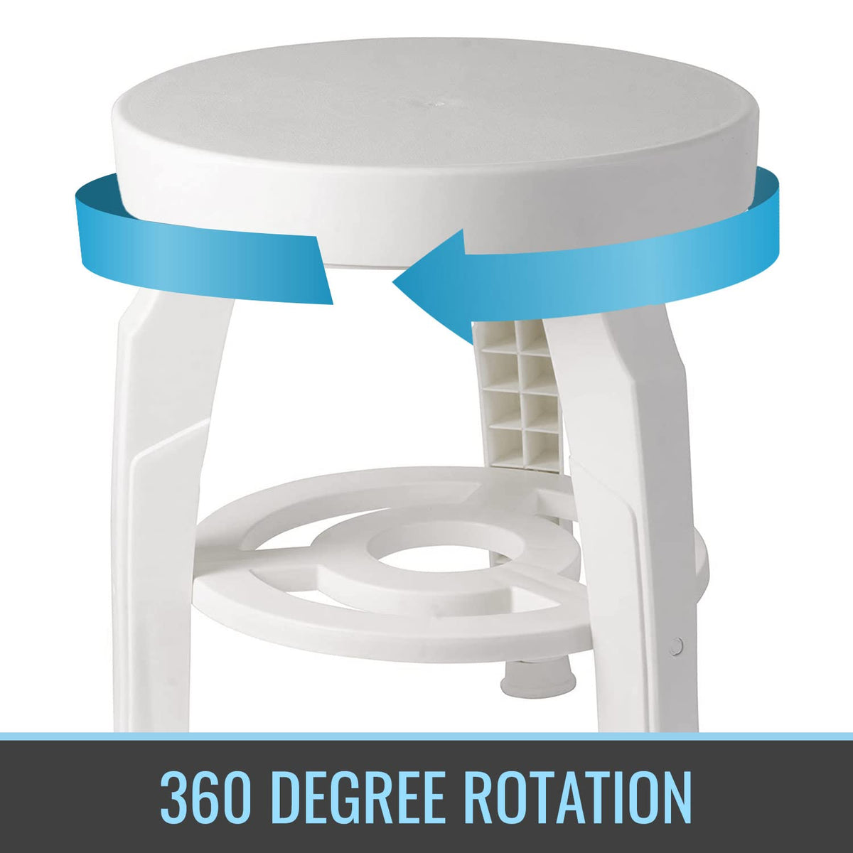 White Swivel Shower Stool Seat with Storage Shelf Z9742