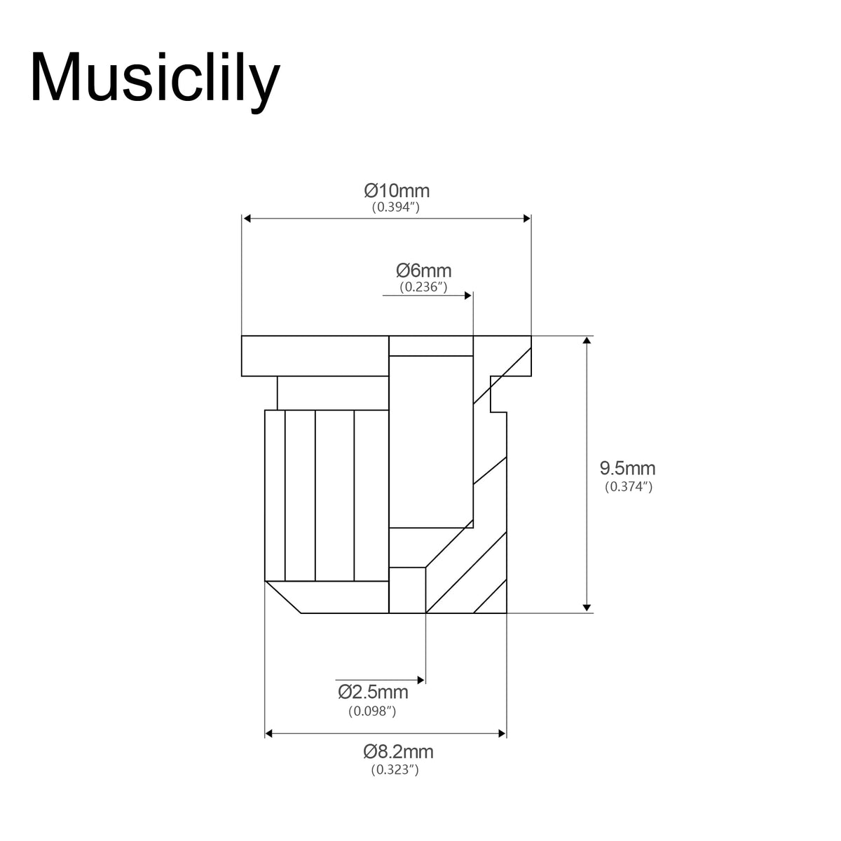 Guitar String Ferrules, Black (Set of 6) M424296