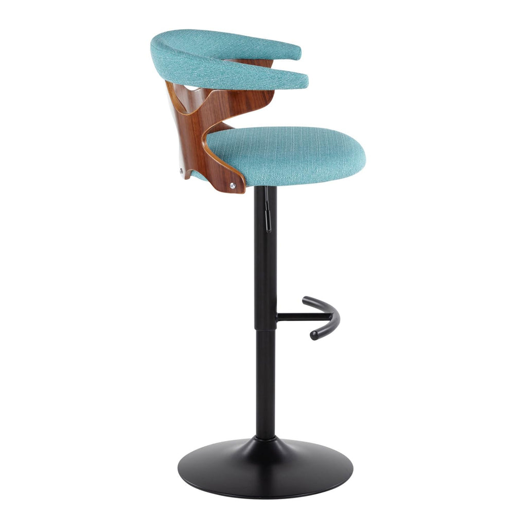 Adjustable Barstool with Metal Wood and Fabric 2-Piece Set Y280