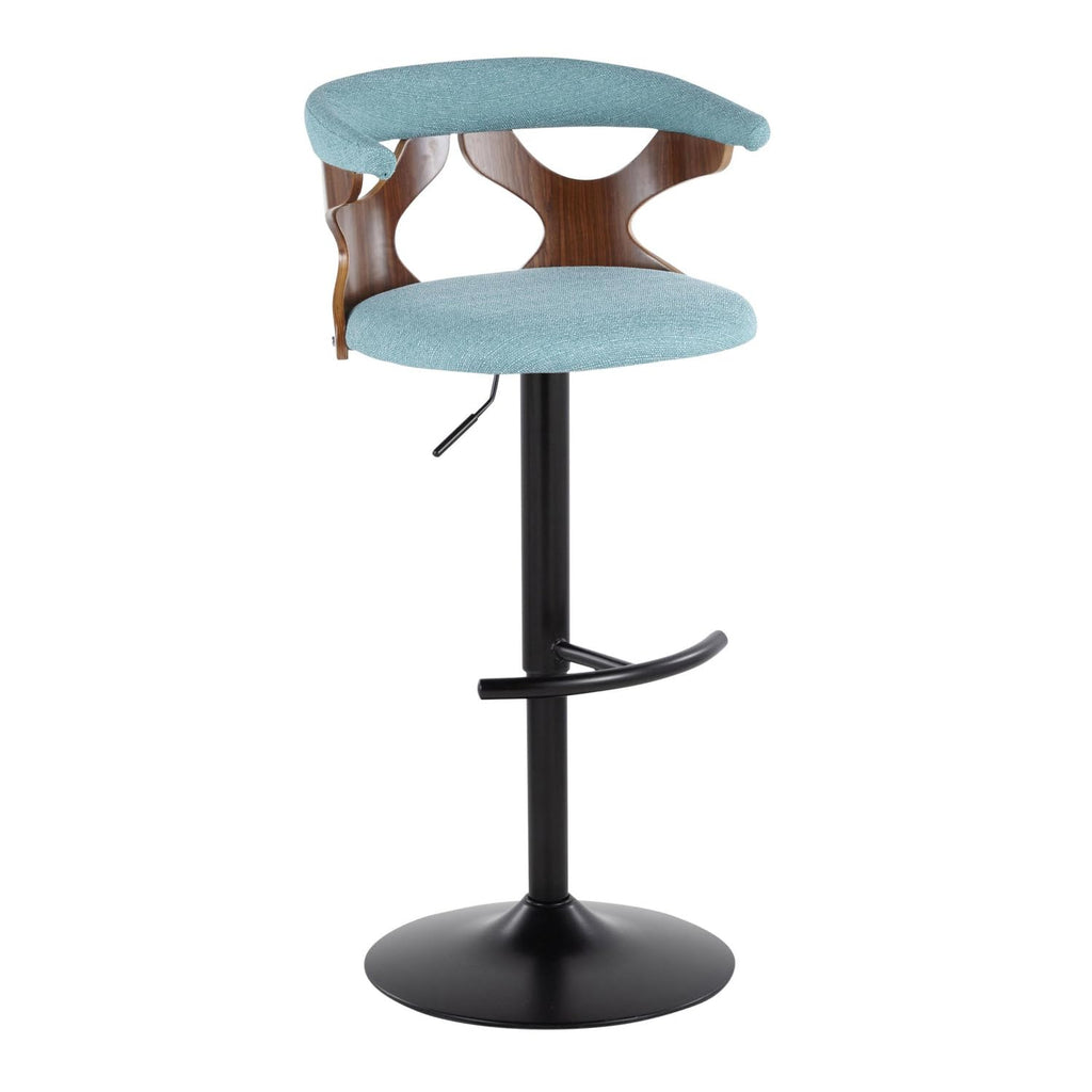 Adjustable Barstool with Metal Wood and Fabric 2-Piece Set Y280