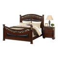 California King Wood Bed with Faux Leather Arched Headboard Y944