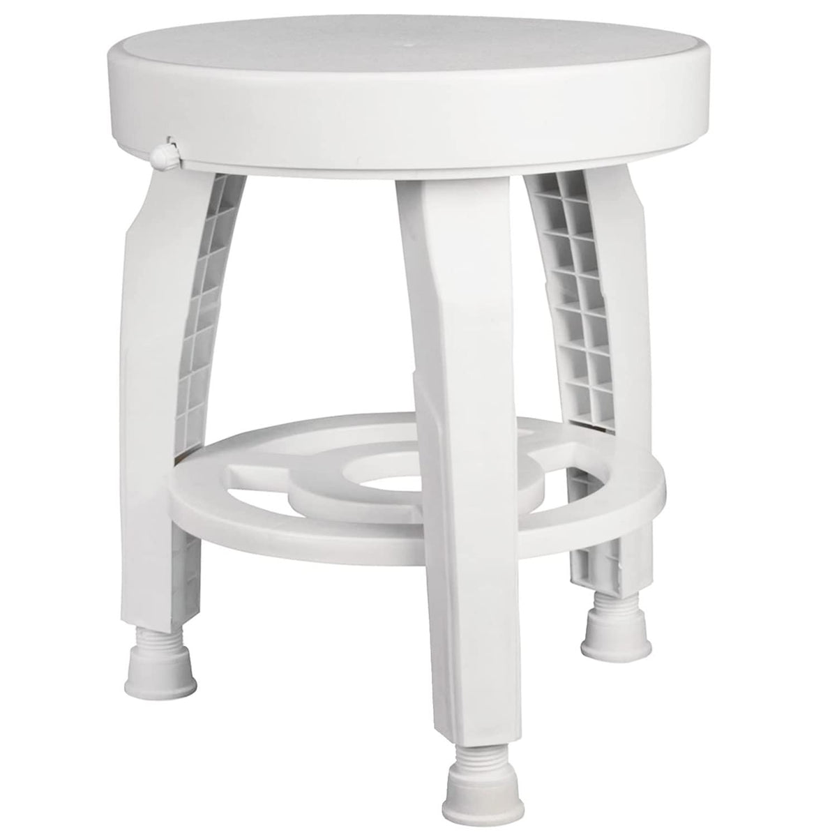 White Swivel Shower Stool Seat with Storage Shelf Z9742
