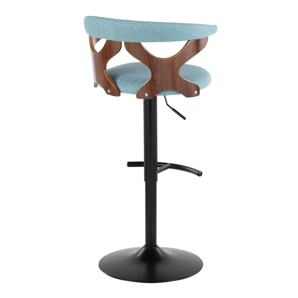 Adjustable Barstool with Metal Wood and Fabric 2-Piece Set Y280