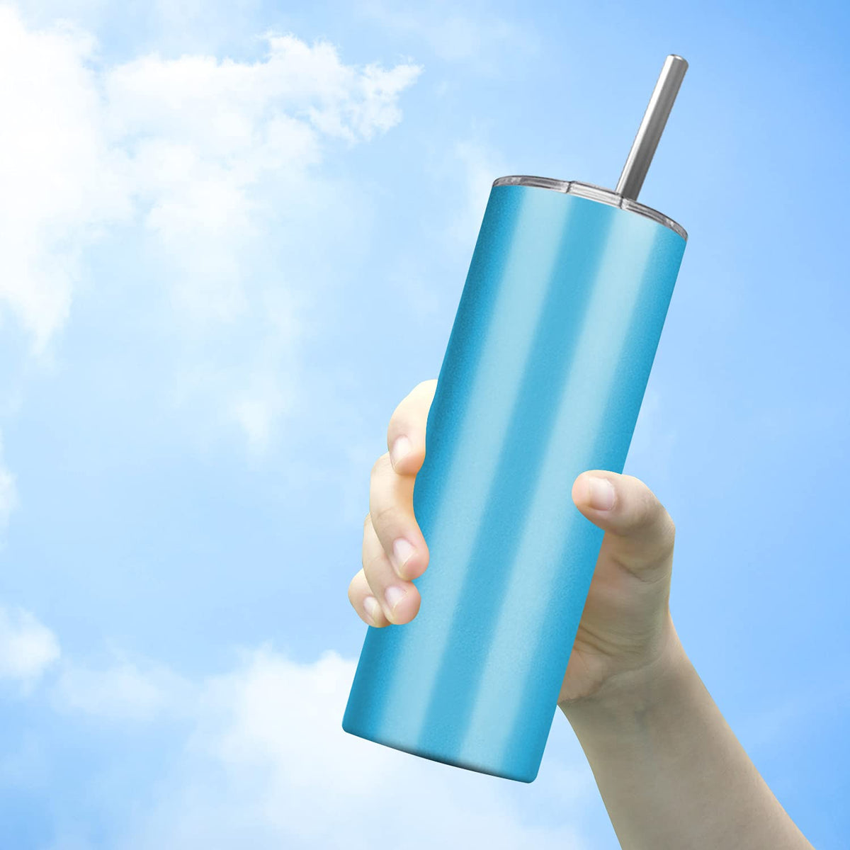 6 Pack 20 OZ Stainless Steel Skinny Tumbler with Straw M355