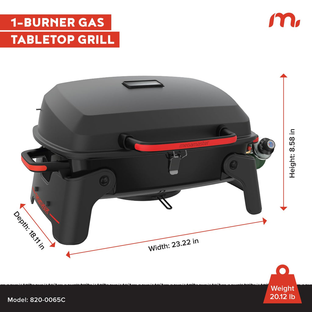 Tabletop 1 Burner Gas Grill with Warming Rack Y1788