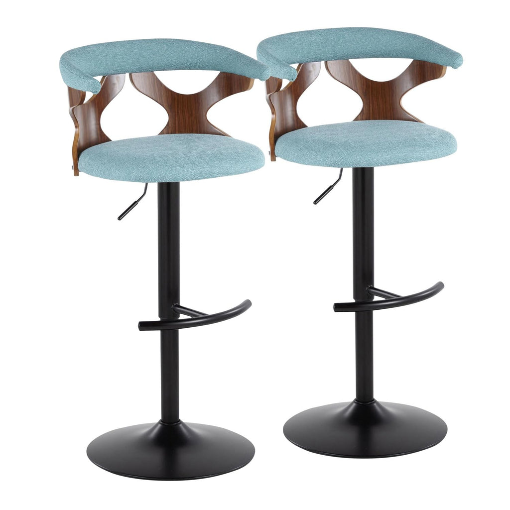 Adjustable Barstool with Metal Wood and Fabric 2-Piece Set Y280