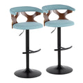 Adjustable Barstool with Metal Wood and Fabric 2-Piece Set Y280