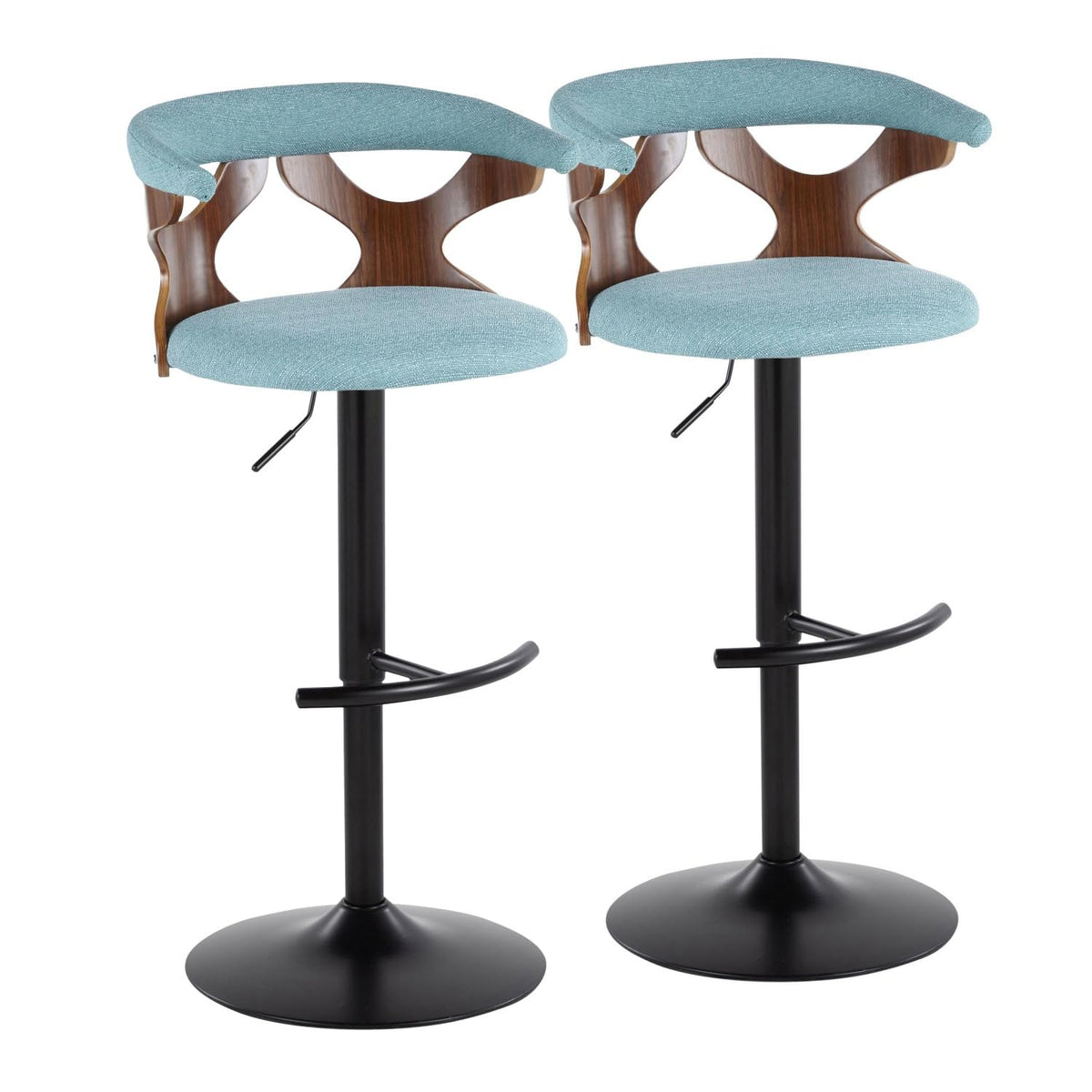 Adjustable Barstool with Metal Wood and Fabric 2-Piece Set Y280