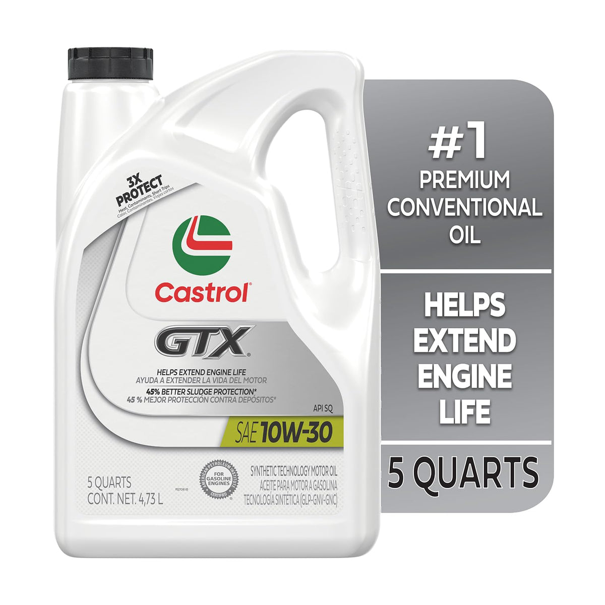 10W-30 Conventional Motor Oil, 5 Quarts U359368