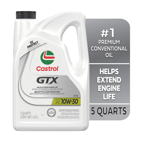 10W-30 Conventional Motor Oil, 5 Quarts U359368