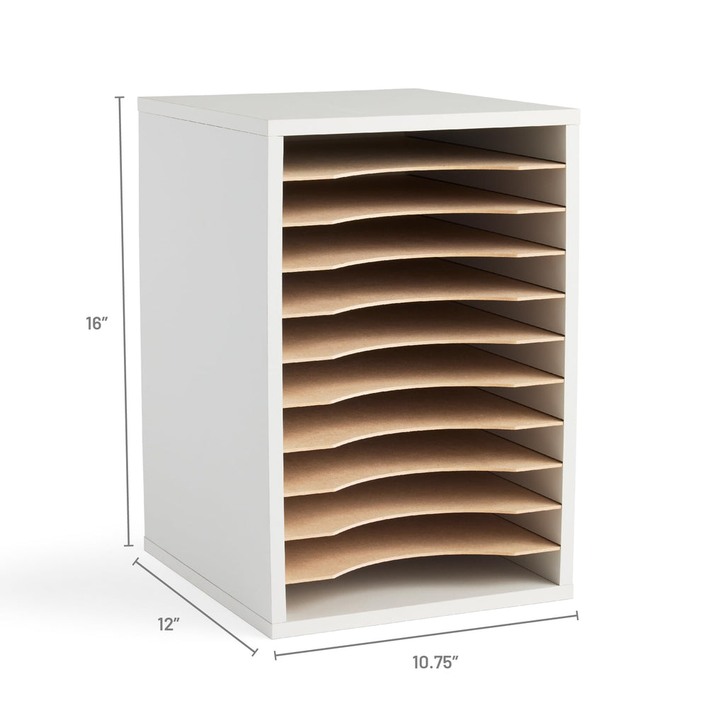 11 Compartment Gray Wood Literature Organizer Z95211