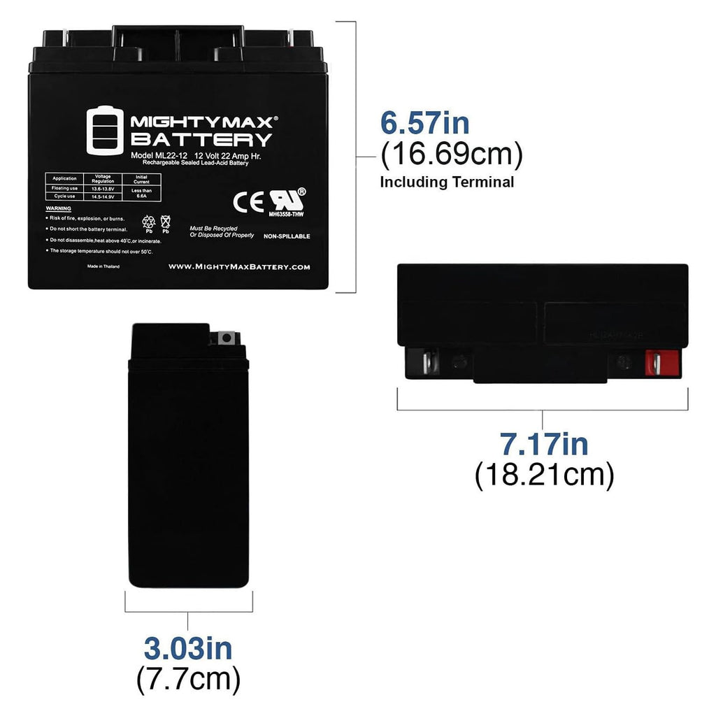 12 Volt 22 AH Rechargeable SLA AGM Battery H641