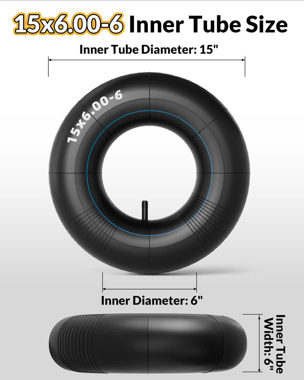 15x6.00-6 Inner Tube with TR-13 Valve Stem, 2 Pack R160