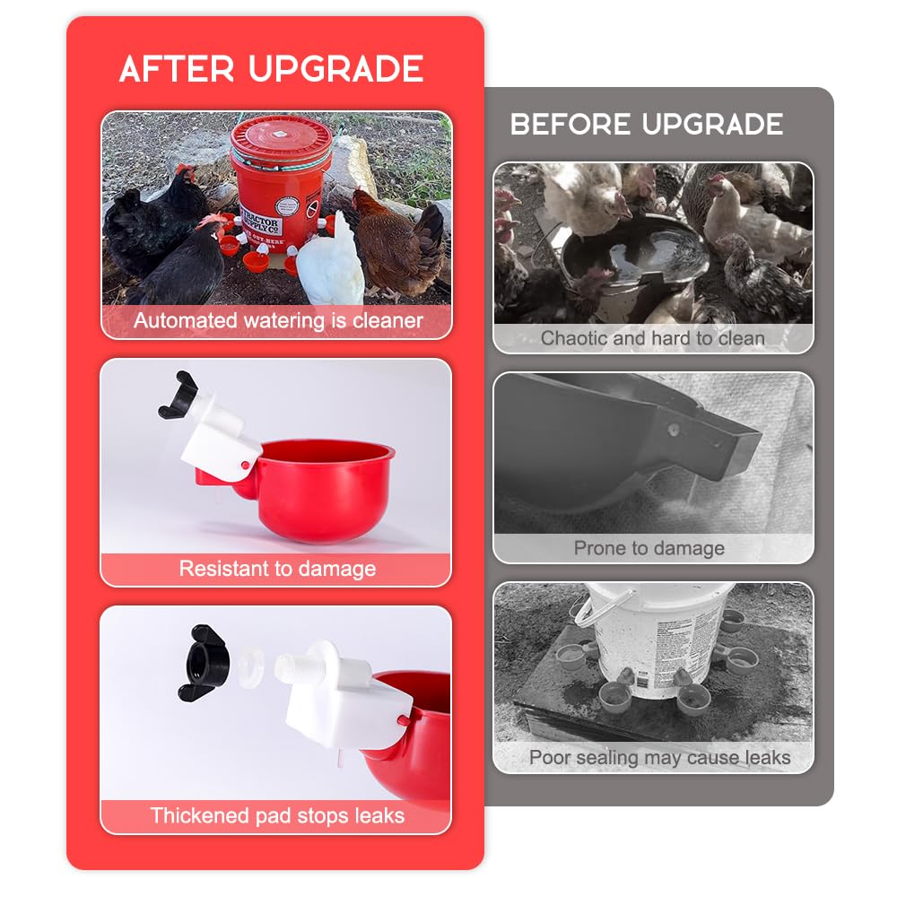 32 Pack Automatic Poultry Waterer Cups with Mounting Hole Opener P528