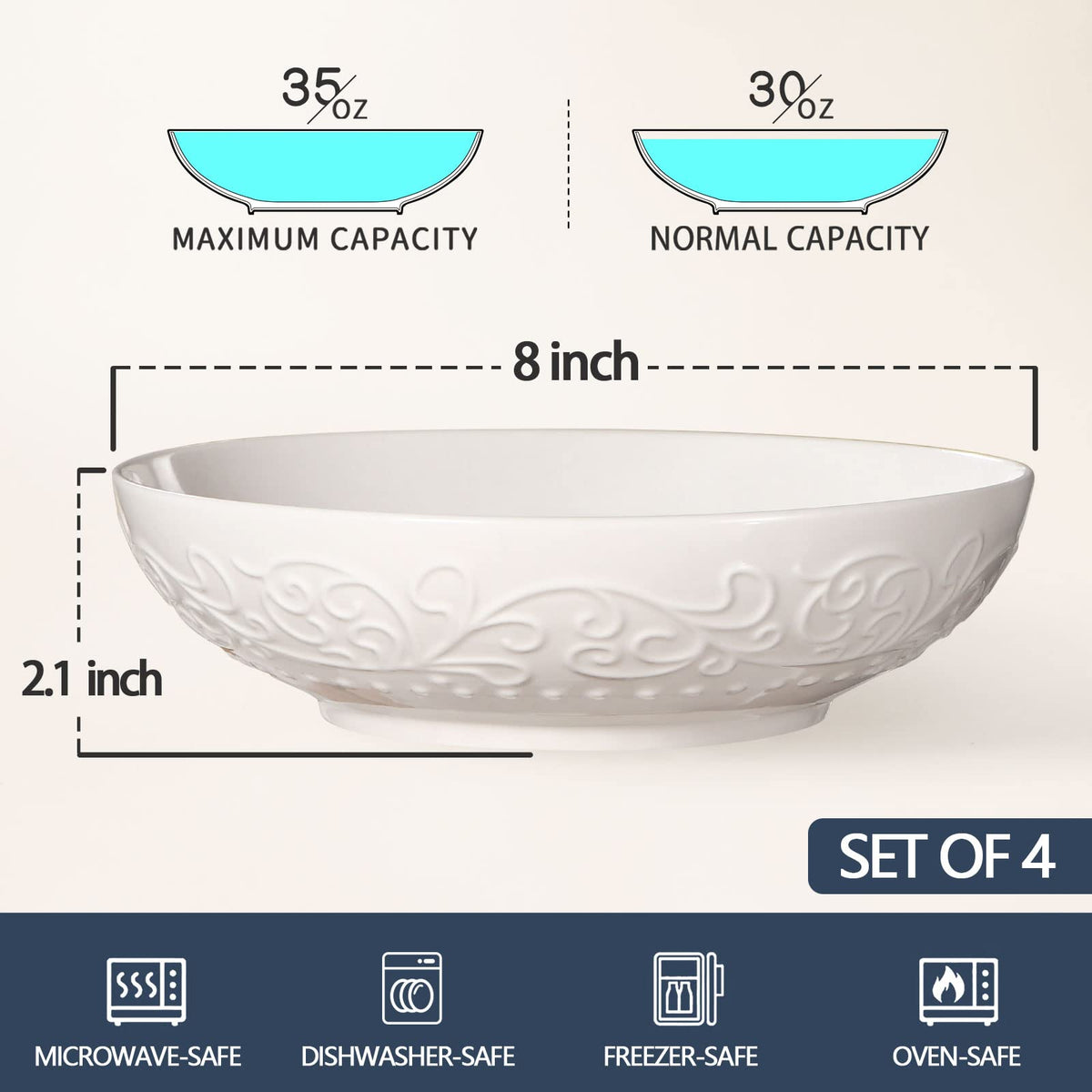 42oz Ceramic Ramen Bowl Set of 4 F224803