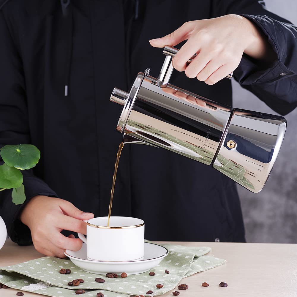 Stainless Steel Stovetop Espresso Maker 12 Cup 17.5 oz Moka Pot F215