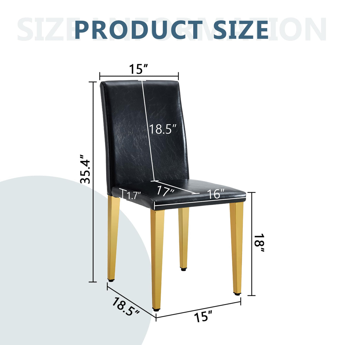 Black PU Leather Dining Chairs Set of 6 I7166