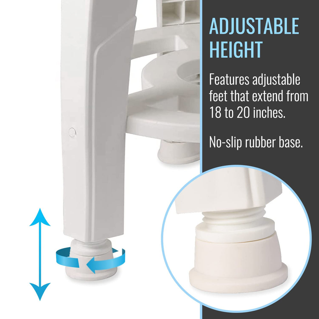 White Swivel Shower Stool Seat with Storage Shelf Z9742
