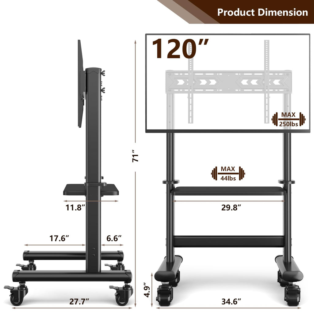 Mobile TV Cart Rolling TV Stand with Wheels for 55-120" TVs B995333