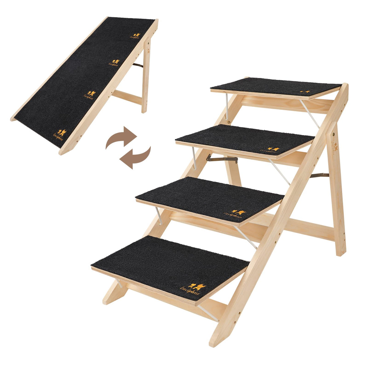 Wooden 4-Step Foldable Anti-Slip Dog Stairs F143