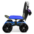 Blue Rolling Garden Cart with Four Wheels and Tool Bag K37839