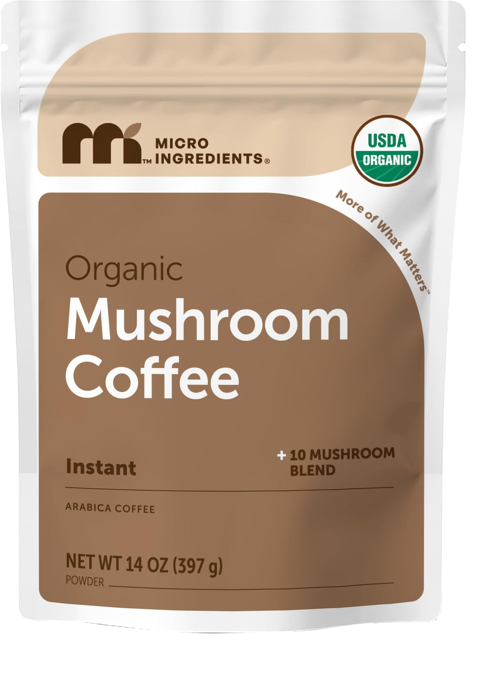 Organic Instant Mushroom Coffee, 14 oz Medium Roast Arabica W7589