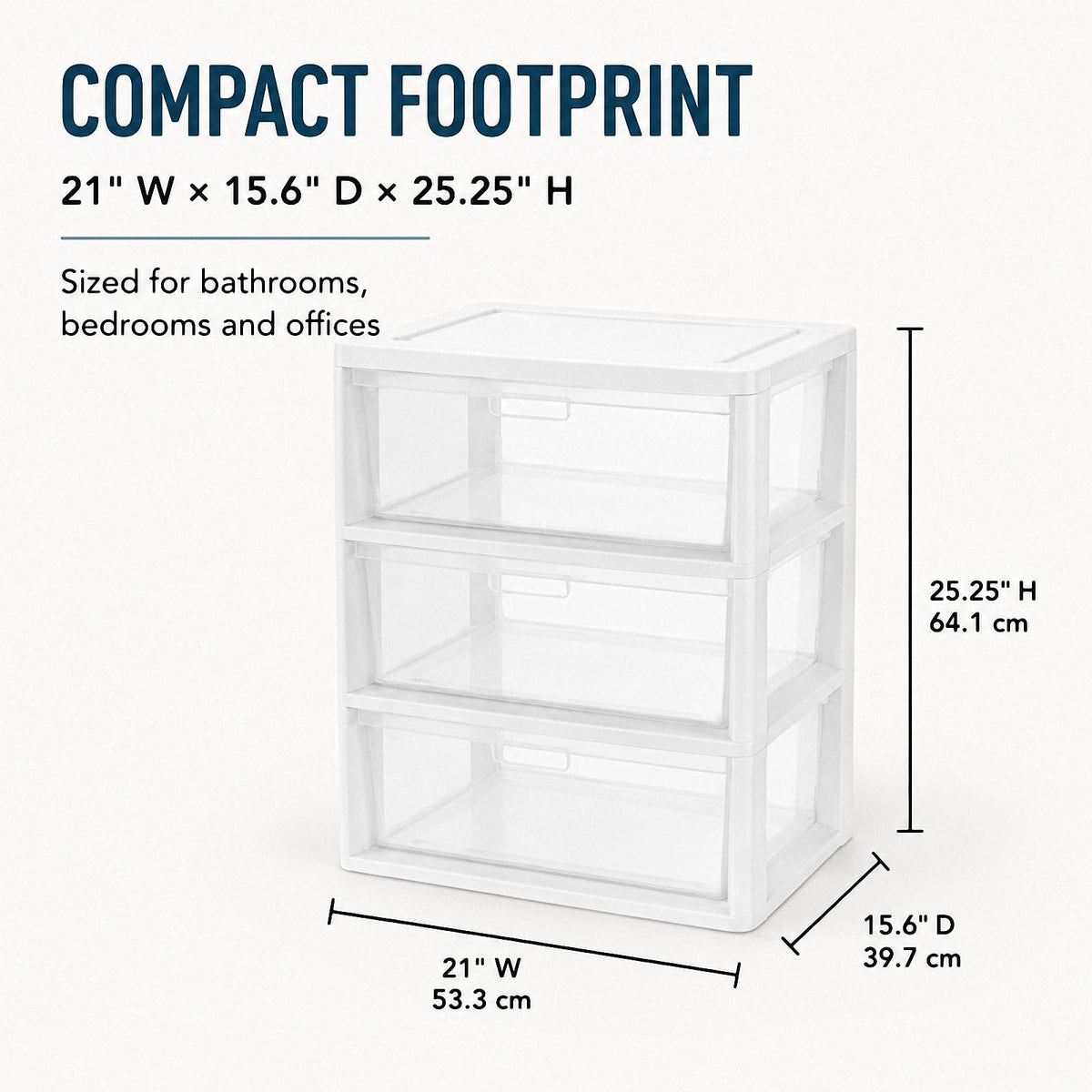 3 Drawer Clear Plastic Storage Organizer X60444