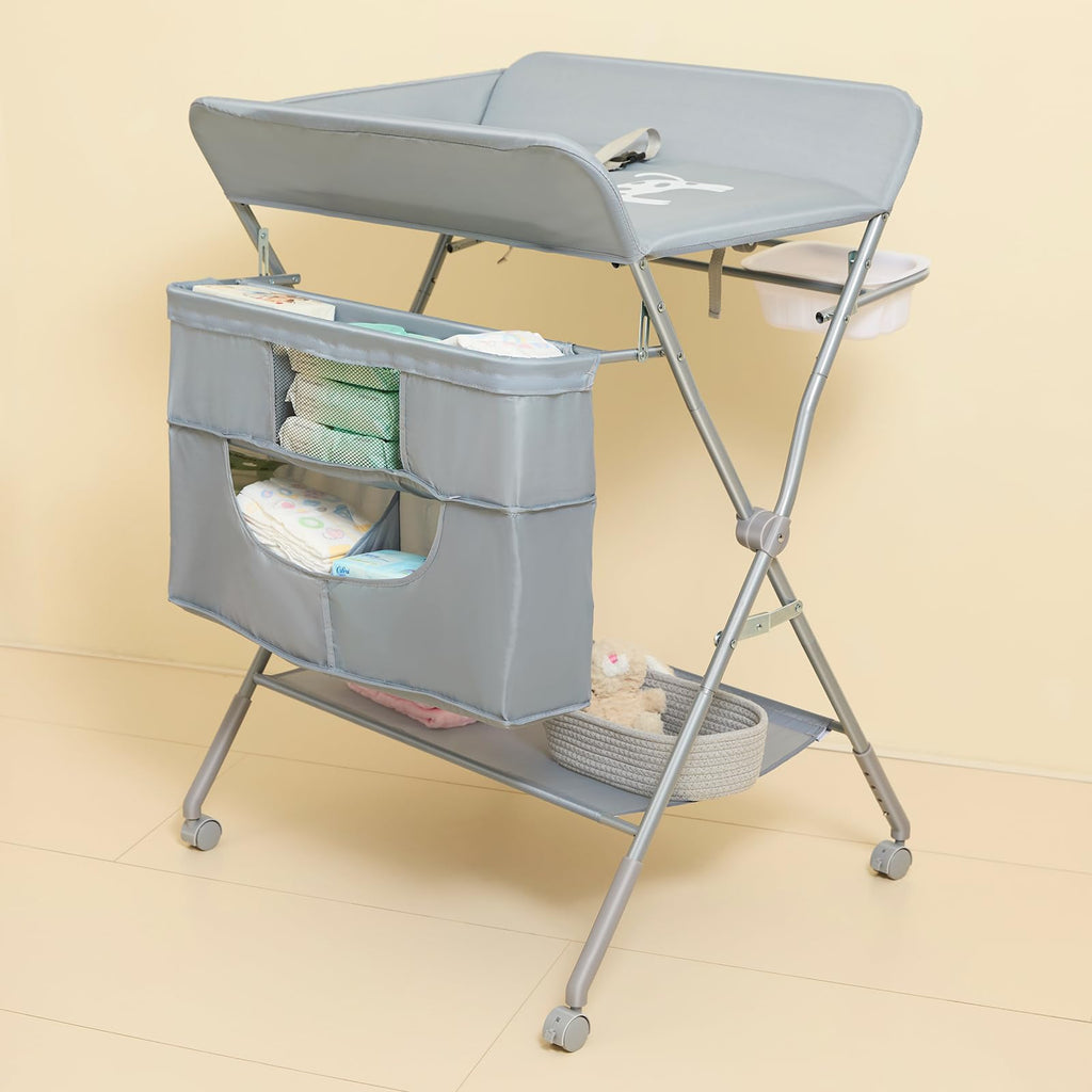 Foldable Baby Changing Table with Wheels M913