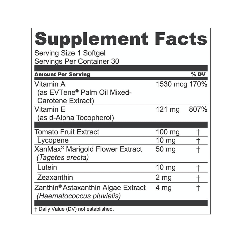 Eye Vitamin Supplement with Lutein & Zeaxanthin 30 Softgels Z43905