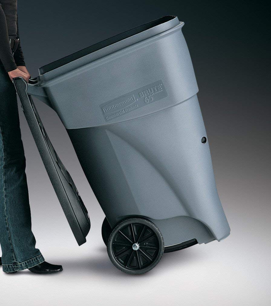 65 Gal Plastic Trash Can with Wheels R762