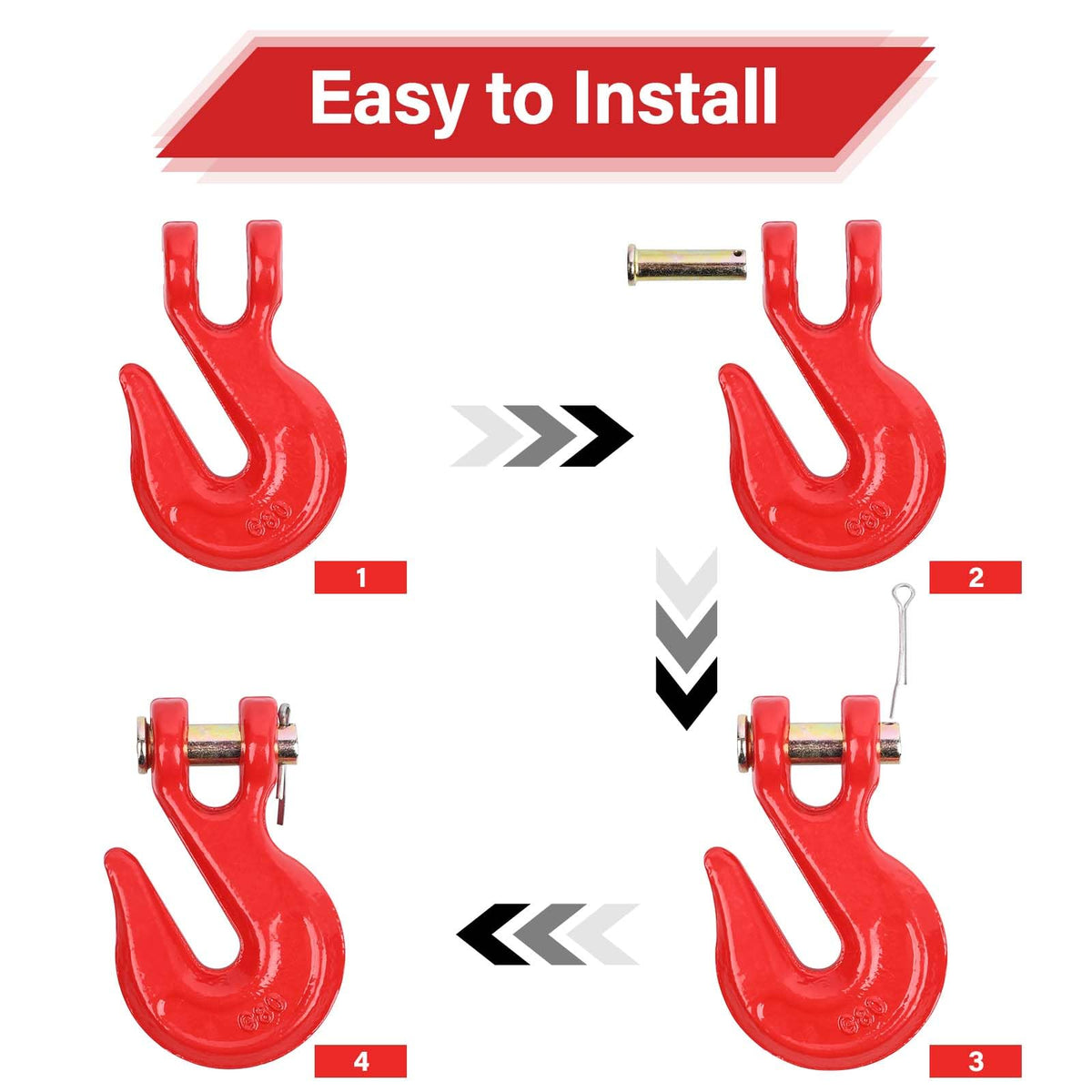 3/8'' Red Powder Coating Grade 80 Clevis Grab Hook T544