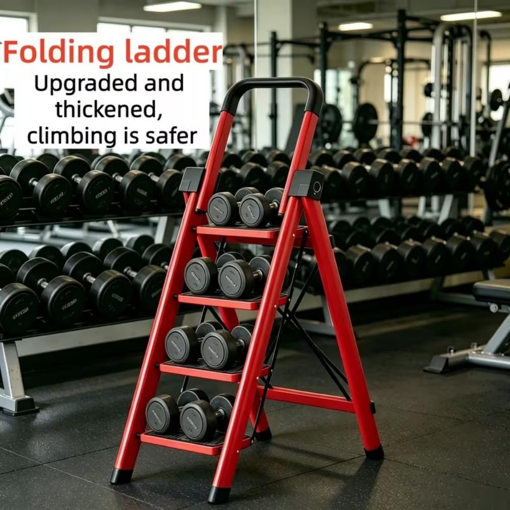 Heavy Sturdy Steel 4 Tier Step Stool with Handrail B7520