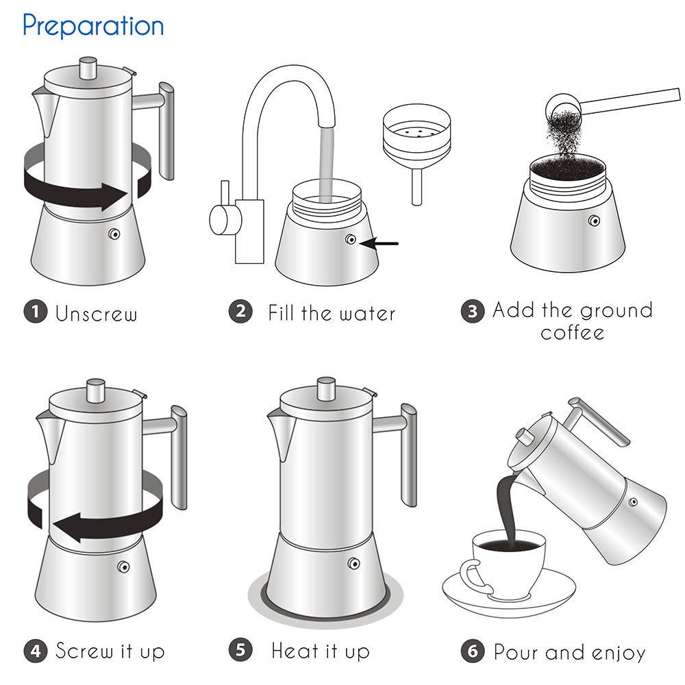Stainless Steel Stovetop Espresso Maker 12 Cup 17.5 oz Moka Pot F215