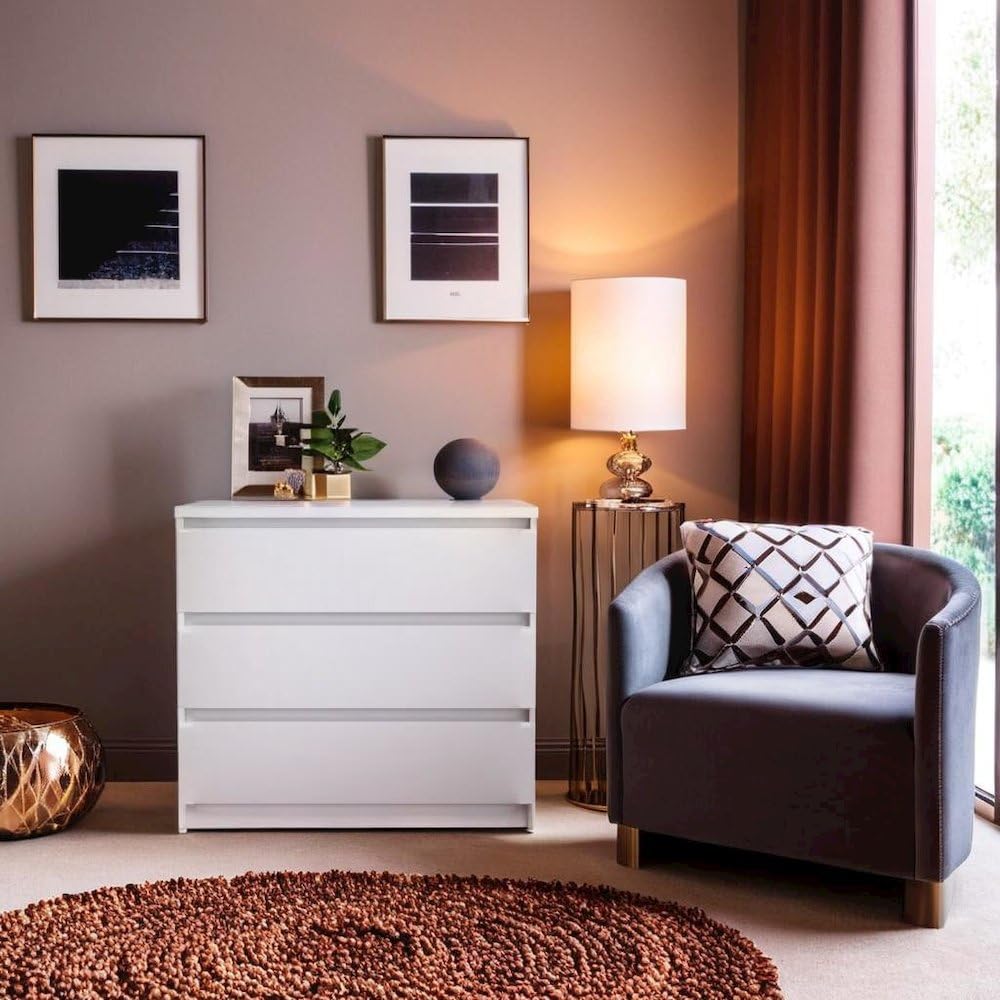 White 3 Drawer Dresser F9806