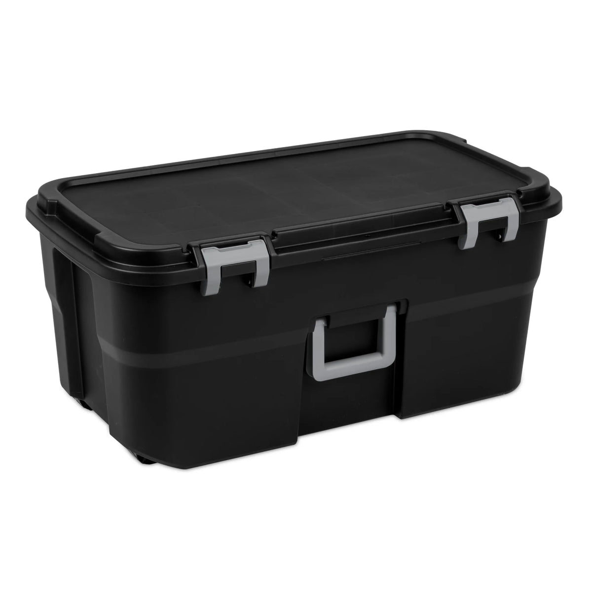 Black Plastic Storage Footlocker with Wheels T364129