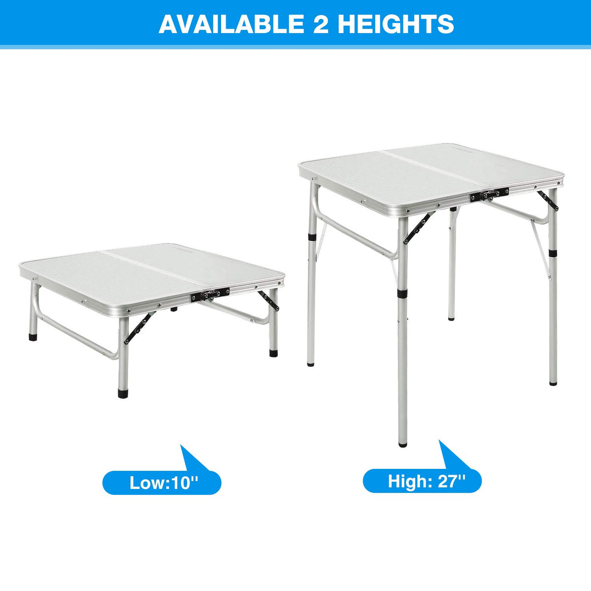 2 Foot Small Square Folding Table with Adjustable Height Z6123