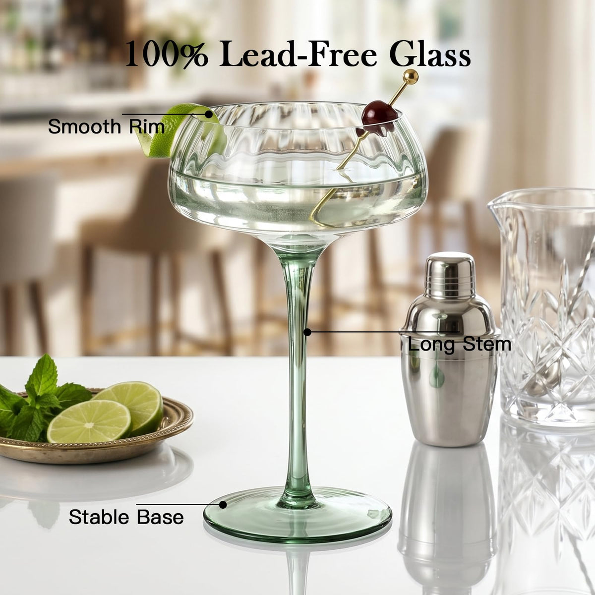10 oz Colored Coupe Glasses Set of 6 T741278