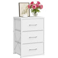 White 3 Drawer Fabric Storage Dresser with Wooden Top A8146