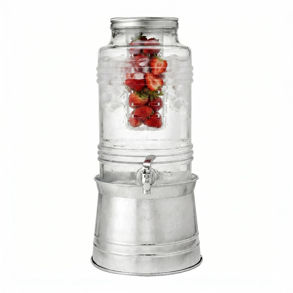 Glass Beverage Dispenser with Metal Stand E1977