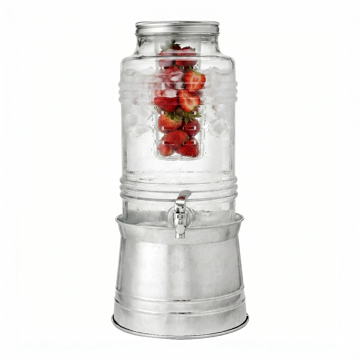 Glass Beverage Dispenser with Metal Stand E1977