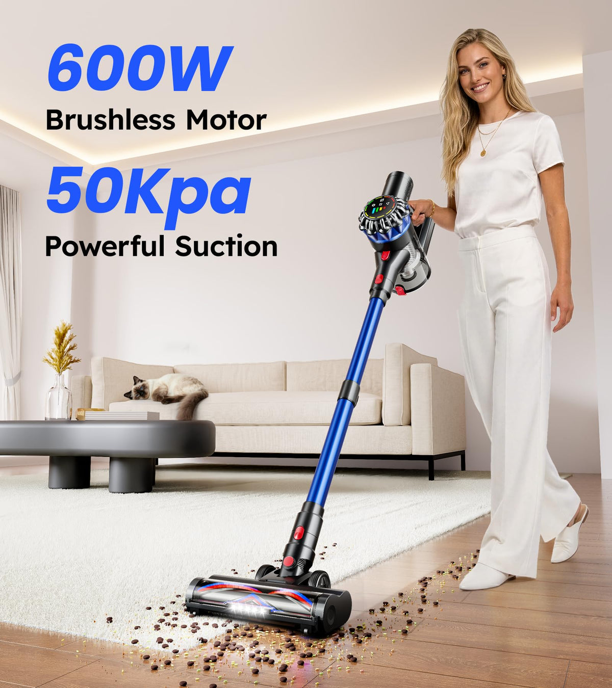 600W 50Kpa 65Mins Cordless Stick Vacuum Cleaner H4561