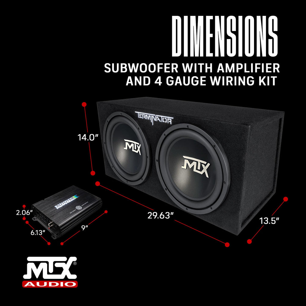 12" Subwoofer Box, Mono Amp & 4 Gauge Wiring Kit N39060