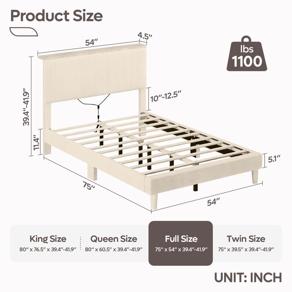 Full Bed Frame with Adjustable Headboard G7854