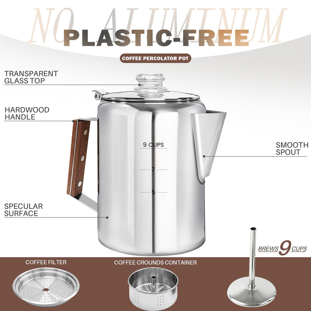 Stainless Steel 9 Cup Coffee Percolator T28185